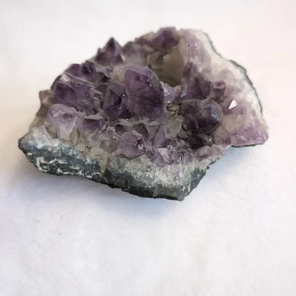 Amethyst Crystal Candle Holder Purple Raw Geode Cluster - Picture 3 of 16